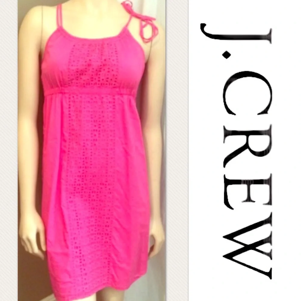 J Crew pink cotton eyelet summer mini dress
